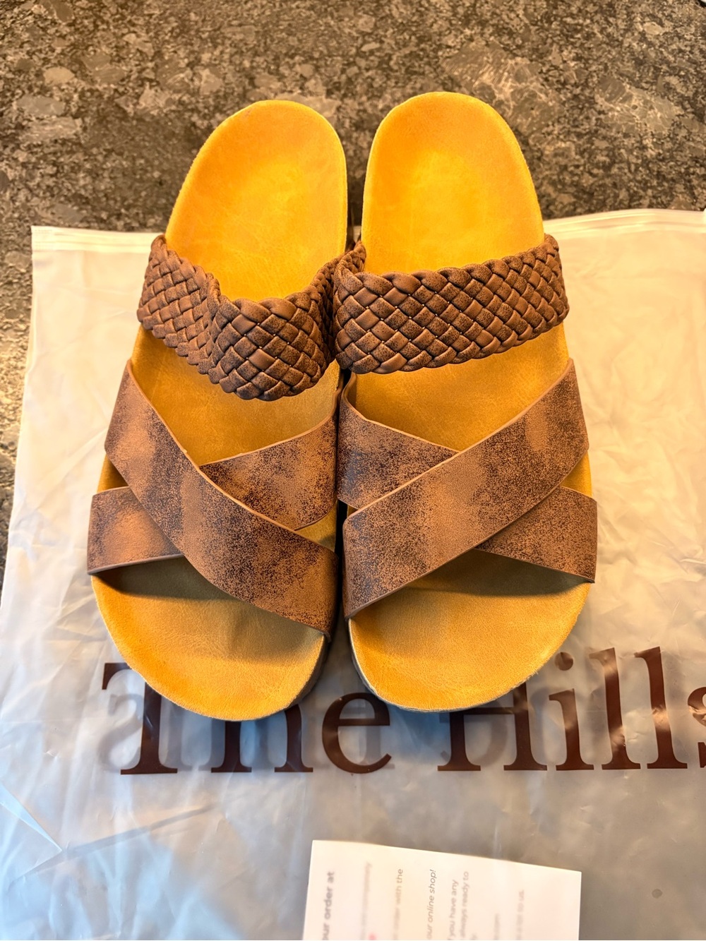 The Hills Women’s Brown Woven Strappy Slide Sandals